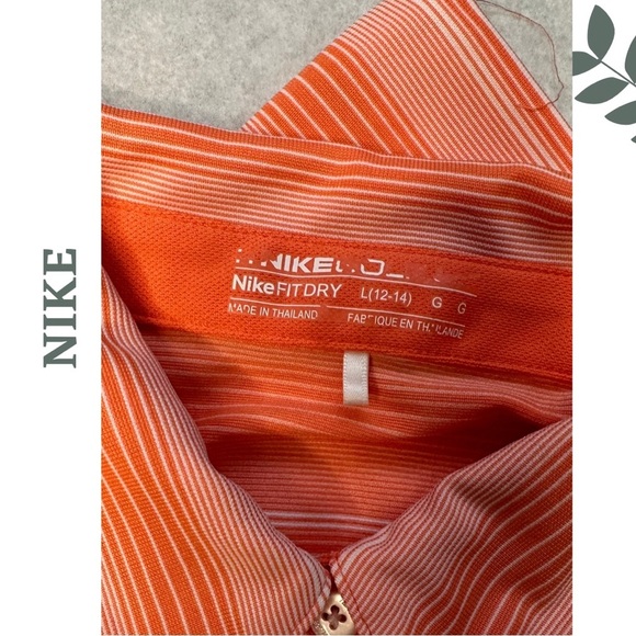 Nike Golf Fit Dri Short Sleeve Collar Stripe Shirt Orange White Size Large - Picture 4 of 4